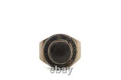 Anticique Georgien Anglais 15k Black Black Blanc Enamel Locket Mourant Ring C1800