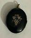 Antique 19th Cent. 14k Yellow Gold Black Enamel Seed Pearls Locket Grapes Leaves