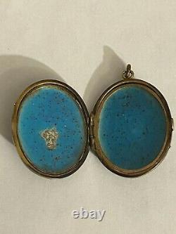 Antique 19th Cent. 14k Yellow Gold Black Enamel Seed Pearls Locket Grapes Leaves