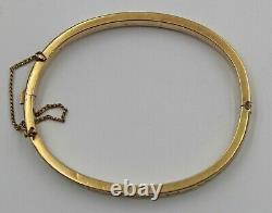 Antique Black Enamel Mourning Thin Bangle Bracelet Date 1925 14k Or Jaune