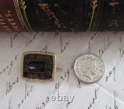 Antique Georgian Black Enamel & Gold Brooch Mourning Pin