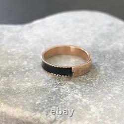 Antique Mid-19th Century Black Enamel Gold Mourning Ring