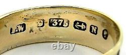 Antique Victorian Memento Mori 9k Yellow Gold Black Enamel Band Siz 10 États-unis 350579
