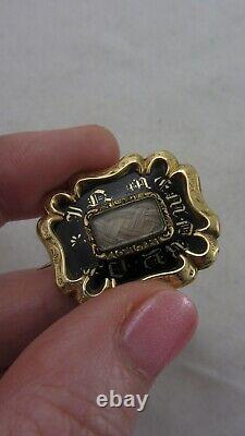 Antique Victorian Mourning Brooch 9ct Gold And Black Enamel Initials Dh To Back