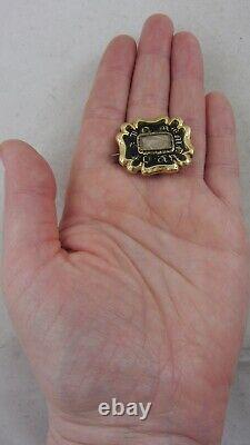 Antique Victorian Mourning Brooch 9ct Gold And Black Enamel Initials Dh To Back