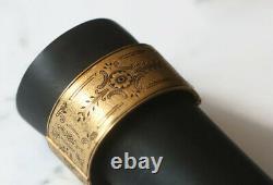 Antique Victorien Édouardian Or Rempli Noir Émail Bangle À Charnières Bracelet