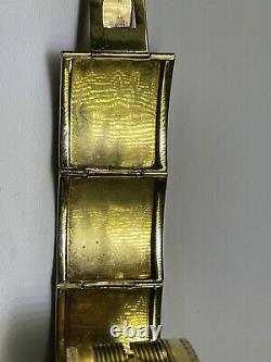 Art Nouveau (ca. 1895) Bracelet De Perles Rubis En Or Jaune 18k Avec Émail Noir-6 7/8
