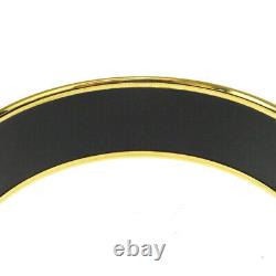 Auth Hermes Cloisonne Enamel Bangle Bracelet Black Austria Accessoire 38bq941