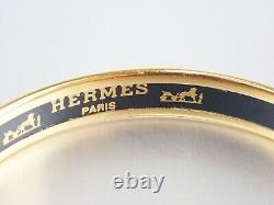 Authentic Hermes Email Bracelet Bangle Enamel Noir Or