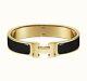 Authentique 100% Hermès Clic Clac H Bracelet Émail Noir Et Or