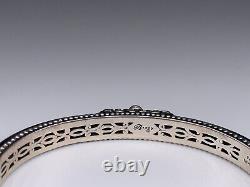 Barbara Bixby Argent Sterling & Fleur D'or 18k Bracelet En Émail Noir 7