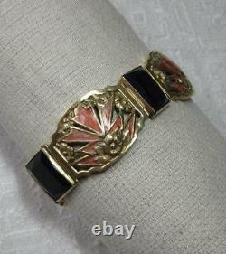 Bracelet Art Nouveau 14k Or Émail Noir Onyx Belle Epoque Museum Qualité Rare
