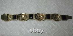 Bracelet Art Nouveau 14k Or Émail Noir Onyx Belle Epoque Museum Qualité Rare