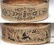 Bracelet Bangle Doré De 1800 D'antique Taille D'epargne Black Enamel Hinged