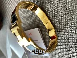 Bracelet Classique Hermès H CLIC Clac Ghw Gold Black Émail Pm Narrow Bangle