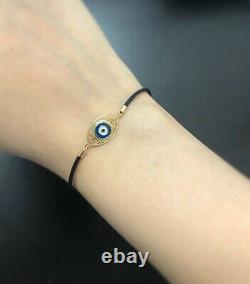 Bracelet En Silicone Noir Pour Adolescents Et Femmes 18k Solid Gold Enamel Evil Eye