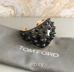 Bracelet Tom Ford Enamel Gold Plaqué Black Spike Cuff Bangle