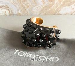 Bracelet Tom Ford Enamel Gold Plaqué Black Spike Cuff Bangle