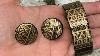 Bracelet Et Boucle D'oreille Autrichiens Faits à La Main En émail Noir, Or Vintage 24 Carats Par Vincente Lippe Gustav Klimt.