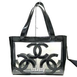 Chanel Triple Coco Mark Tote Bag Enamel Vinyl Noir Clair Couleur Or