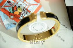 Classic Hermes H CLIC Clac Bracelet Ghw Gold Black Enamel Pm Narrow Bangle Gift