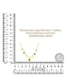 Collier De Charme Pendentif Black Enamel Rhombus Solide 14k Real Gold Paper Clip Chain