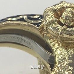 David Webb 18k Yellow Gold & Black Enamel Ram Head Ring
