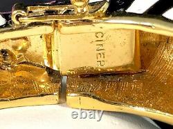 Délicieux Bracelet De Manchette En Émail Blanc Noir D’or De Ciner Gold-tone