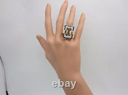 Diamant Or Jaune 18k Black Enamel Fancy Ring 0.56 Ct