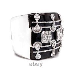 Extra Grand 10.50ct Diamond & Black Enamel 18kt Blanc Bracelet De Manchette En Or