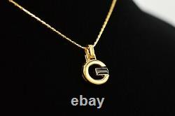 Givenchy Signed Vintage Pendentif Collier Logo G Black Enamel Or 80s Rare Binp