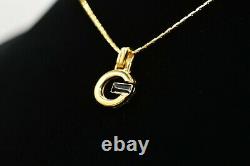 Givenchy Signed Vintage Pendentif Collier Logo G Black Enamel Or 80s Rare Binp
