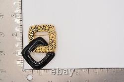Givenchy Vintage Pin Brooch Antiqued Or Pebble Noir Lucite Signé 80s Binaj