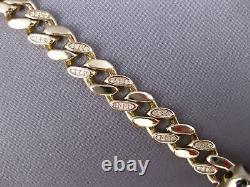 Grand. 36ct Diamond & Aaa Sapphire & Black Enamel 14k Bracelet Cubain Or Jaune