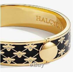 Halcyon Days Bee Étincelle Trellis Émail Noir Bracelet Hinged, Nouvelle Poche Et Boîte