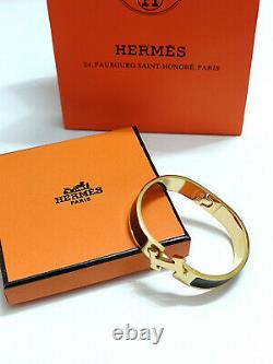 Hermes 18k Bracelet En Or Émail Classic CLIC Clac H Bangle Noir Pm Nouveau
