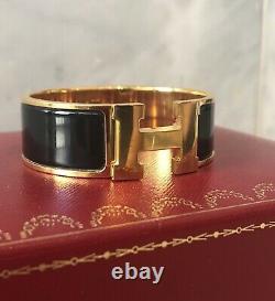 Hermes CLIC Clac H Bracelet Pm Wide Black & Gold