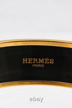 Hermès Femmes 18kt Or Jaune Calèche Large Bracelet En Émail Noir