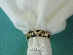 Hidalgo Or Jaune 18k Black Enamel Vintage 5 MM Wide Ring Sz 6 1/2 Stack Ring