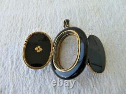 Lge Victorian Gold Black Enamel & Seed Pearl Mourant Pendant / Locket 24.68gs