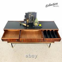 MID Century Heals Buffet Vintage Cocktail Boissons Cabinet Black Gold Rosewood