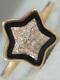 Moderne Pave Diamond Black Enamel 14k Rose Gold Star Cocktail Ring 11mm #r06407pa