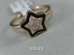 Moderne Pave Diamond Black Enamel 14k Rose Gold Star Cocktail Ring 11mm #r06407pa