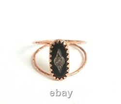 New Auth Pascale Monvoisin Mahe Ring Black Enamel Diamond Rose Gold Nouveau
