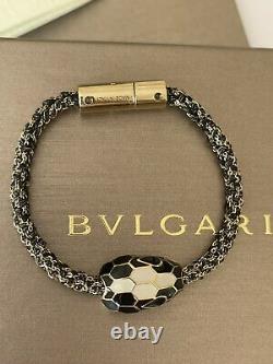 Nouveau Bvlgari Serpenti Bracelet En Émail Noir Et Chaîne D'or Bulgari Harrods Receipt