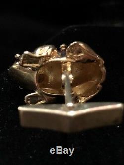 Or Jaune 18 Carats Vintage. Émail Diamant 52ct Vs / F Noir Grenouille Boutons De Manchette 25,1 G