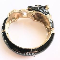 Or Noir Émail Cristal (duchesse De Windsor) Vintage Panther Bracelet