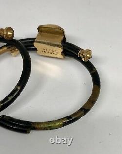 Paire Victorienne De Bracelets De Bracelets En Émail Rempli D'or Noir Vers 1879
