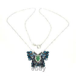 Pear Emerald Cubic Zirconia 925 Argent Sterling Enamel Collier Papillon 16inch