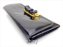 Prada Wallet Purse Long Wallet Noir Or Femme Authentique Utilisé T5576